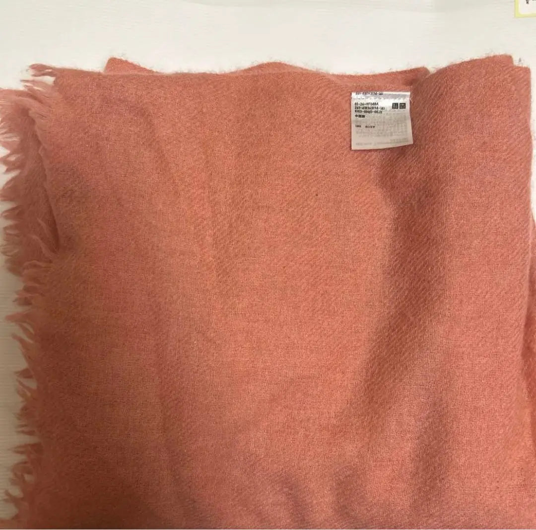 USED 100% cashmere UNIQLO stole large muffler pink pink