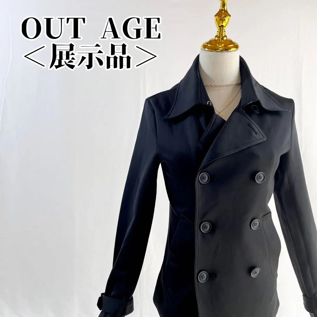 [Display item] Outedge Black Double-breasted Trench Coat