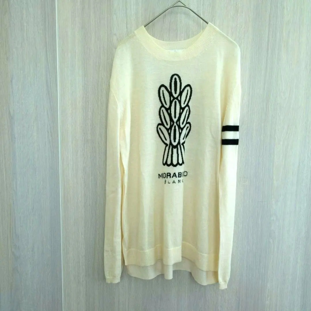 Morabito Tops Knit Sweater Long Sleeve Long T-Shirt Off-White M