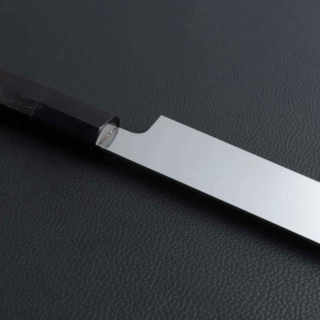 8578 Brahma-shiki blade, ultra-thin yanagi-ba knife, 1.7mm thick, mirror finish, magnitude, ebony black buffalo horn octagonal handle