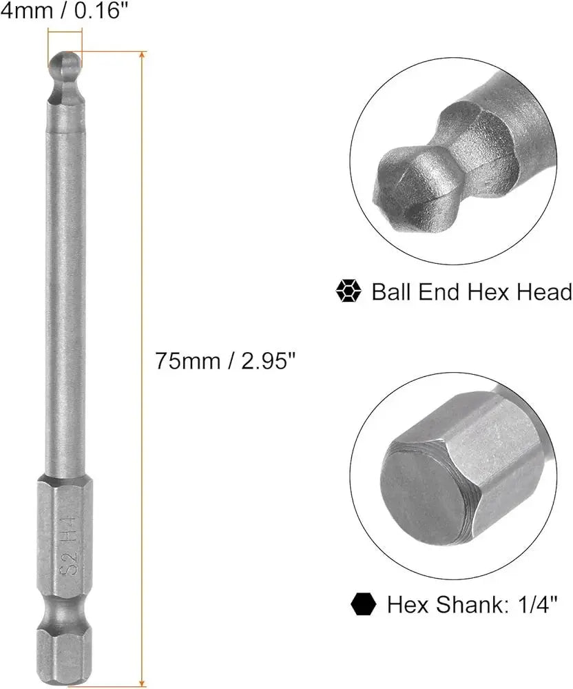 ☆ New ball ended hexagonal head wrench driver bit H4 meters magnet