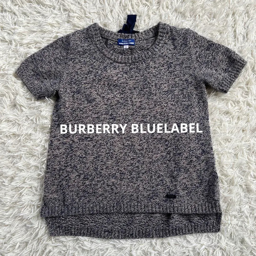 BURBERRY BLUELABEL Back ribbon short sleeve knit sweater cotton M