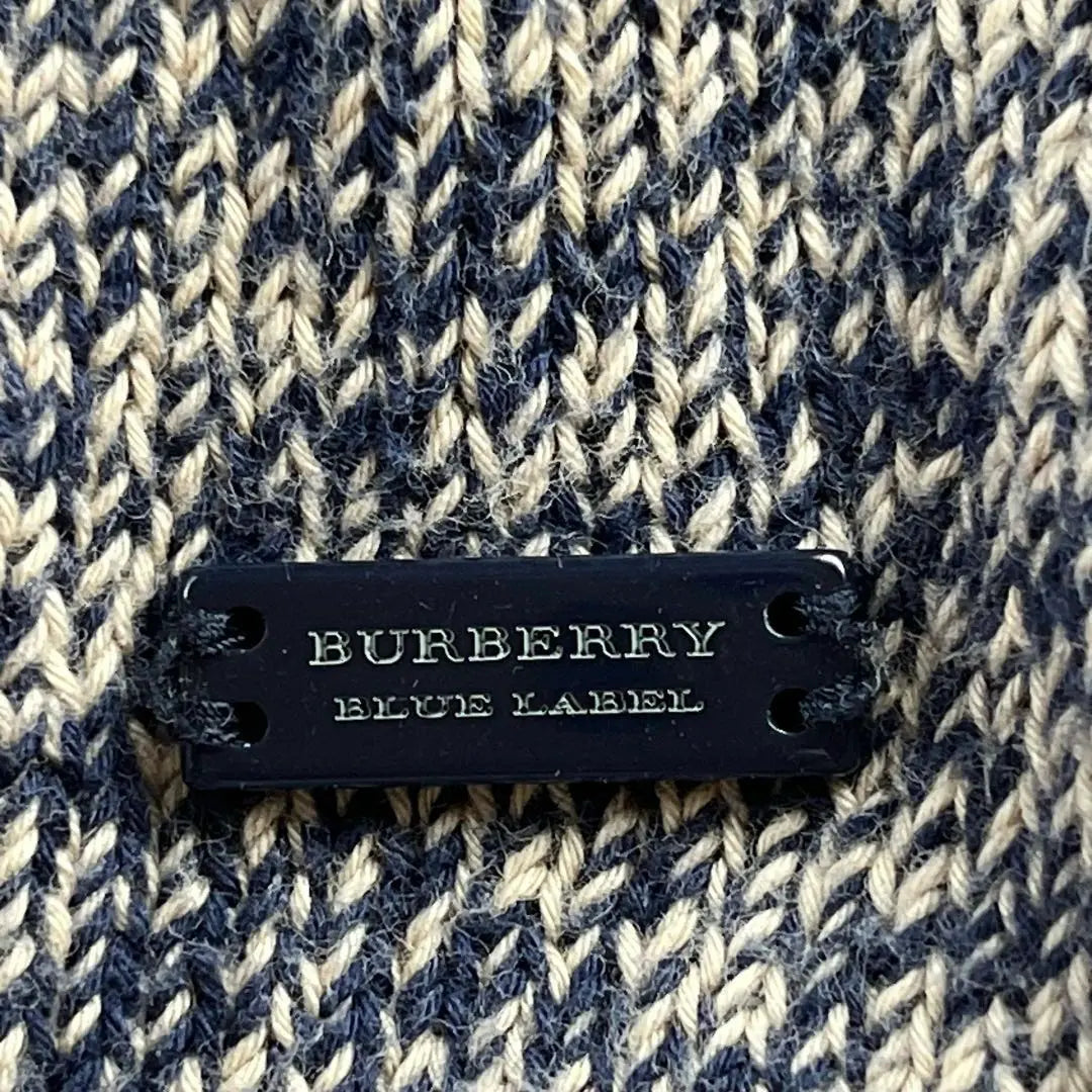 BURBERRY BLUELABEL Back ribbon short sleeve knit sweater cotton M