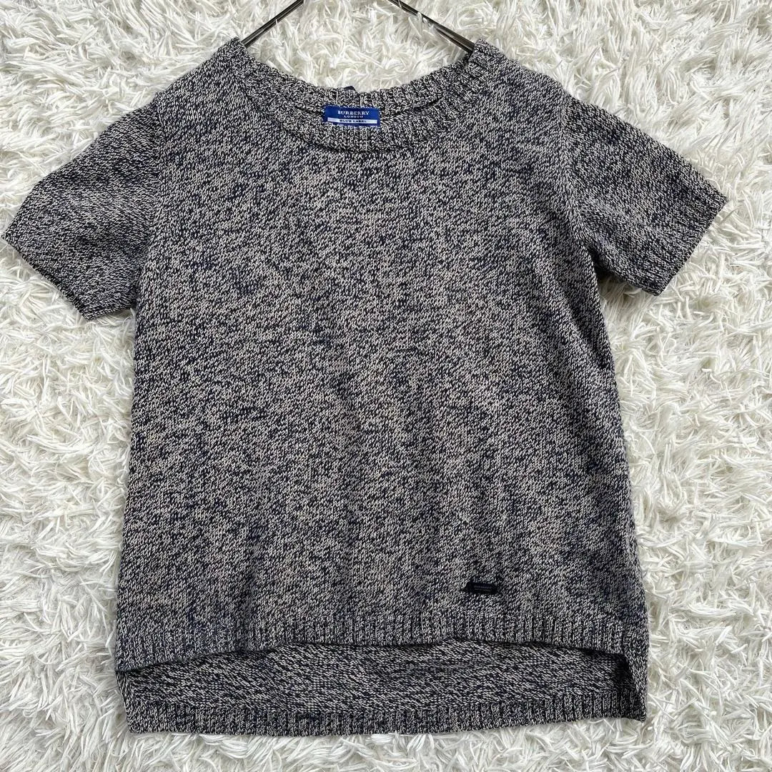 BURBERRY BLUELABEL Back ribbon short sleeve knit sweater cotton M