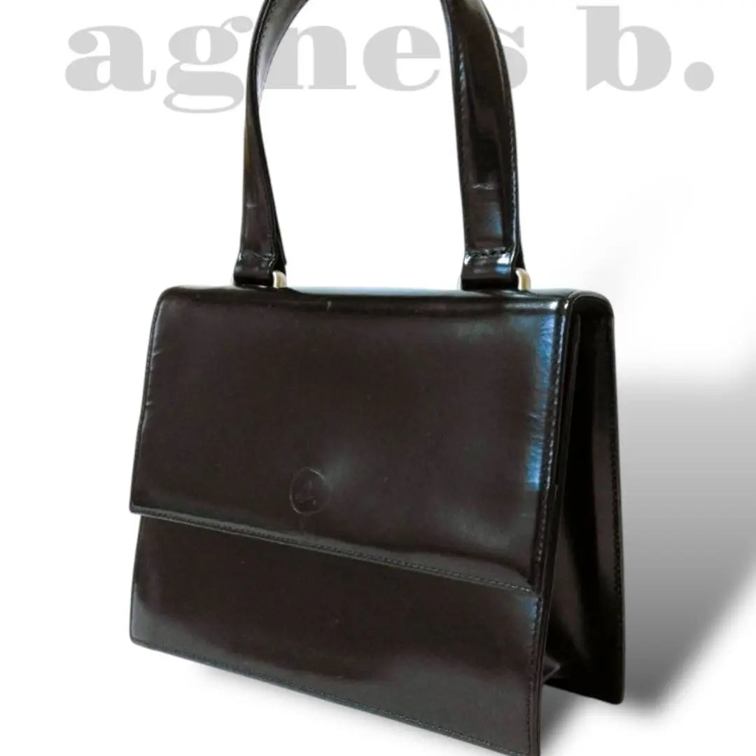 Beautiful goods Anes Bavovoyage Handbag Black formal enamel | 美品 アニエスベーヴォヤージュ ハンドバッグ ブラックフォーマル エナメル