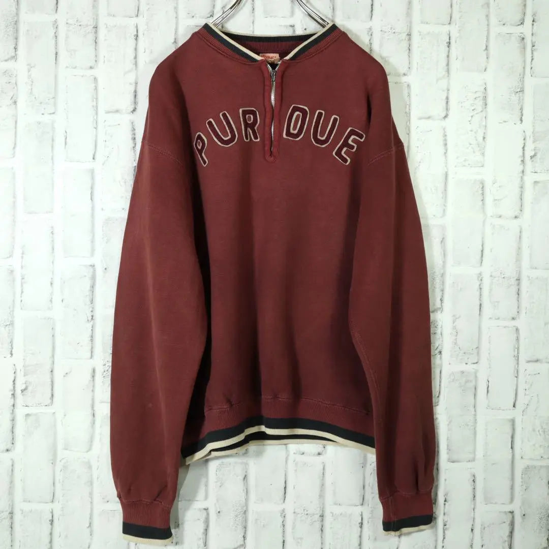 [Retro used clothes ◎ Super rare] 90s Half zip up back brushed sweatshirt | 【レトロ古着◎超希少】90s ハーフジップアップ 裏起毛スウェットトレーナー