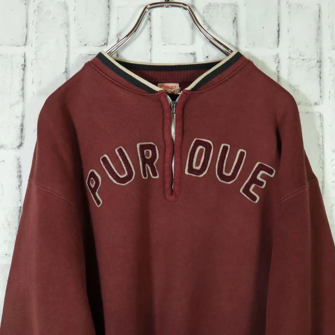 [Retro used clothes ◎ Super rare] 90s Half zip up back brushed sweatshirt | 【レトロ古着◎超希少】90s ハーフジップアップ 裏起毛スウェットトレーナー