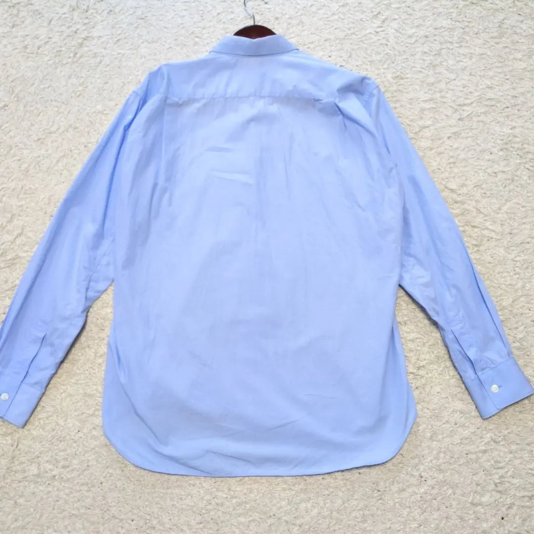 2-27 Camisa Comme des Garçons, fabricada en Francia, camisa de manga larga, azul