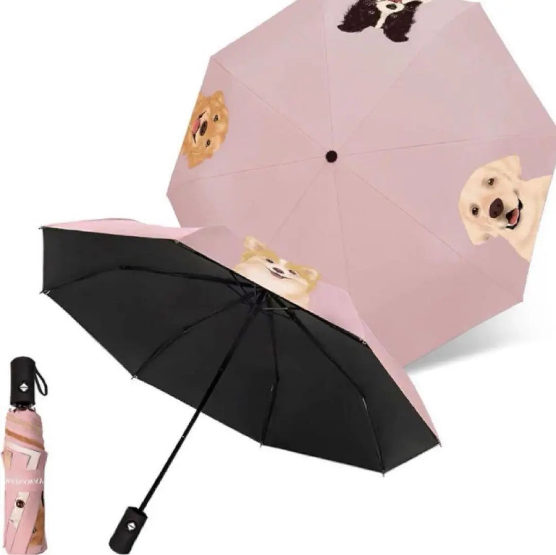 Automatic opening and closing compact umbrella UPF50+ UV cut Lightweight pink cute