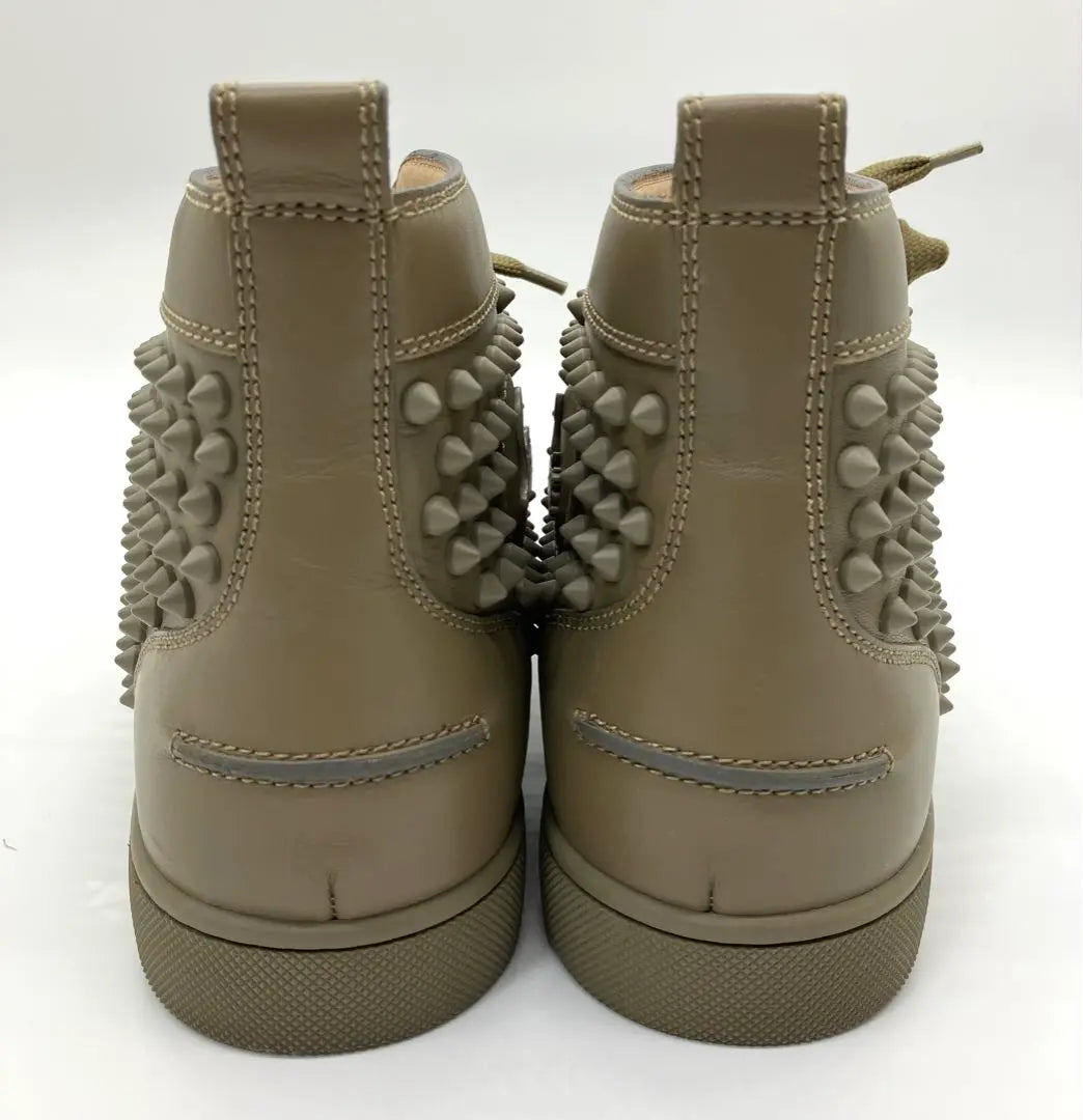 ⭐️ Superb condition Louboutin spikes studs high cut sneakers khaki certified