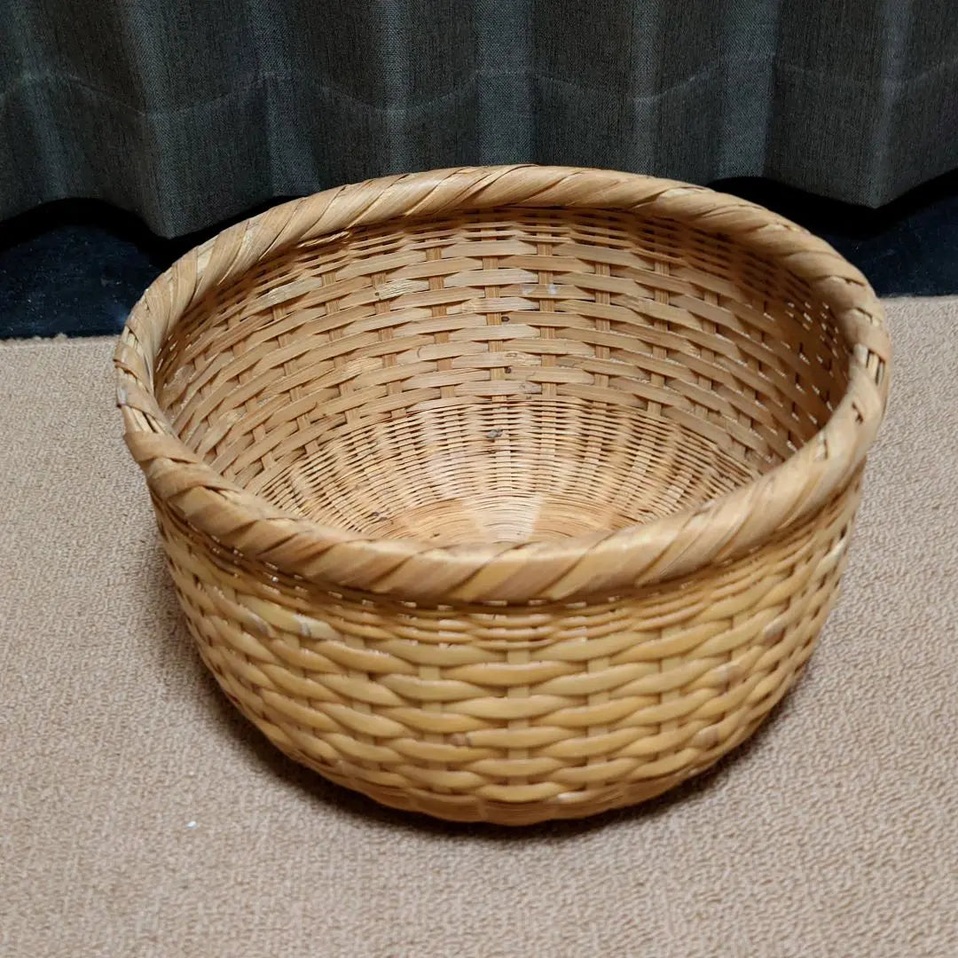 Cesta de bambú, cesta de bambú, hecha a mano, Showa retro, antigua