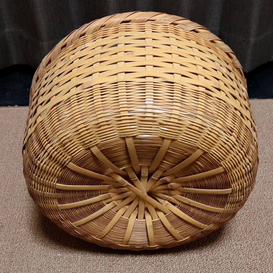 Cesta de bambú, cesta de bambú, hecha a mano, Showa retro, antigua