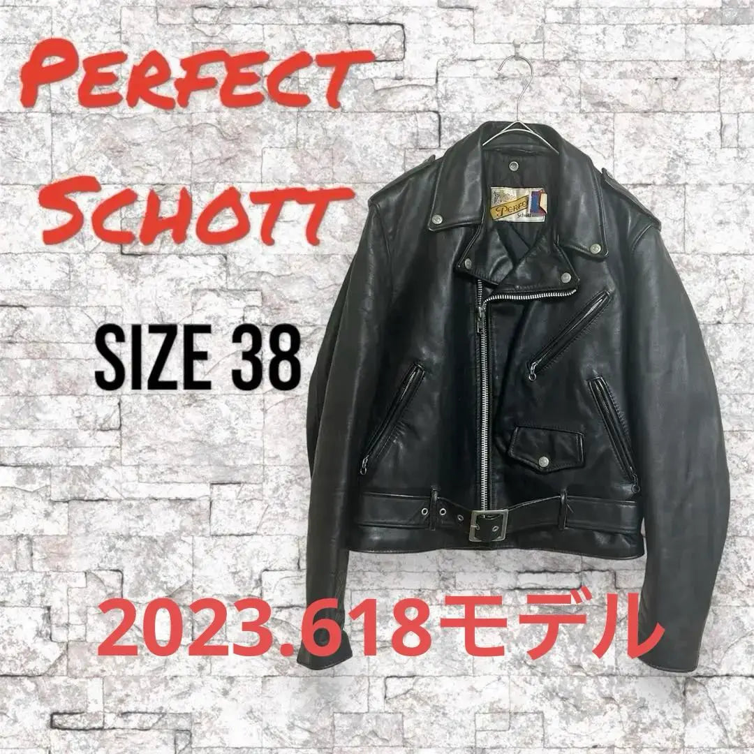 [Productos hermosos] Perfect Schott Black Cowhide 618 modelo 38 tamaño | 【美品】Perfect Schott ブラック牛革618モデル 38サイズ