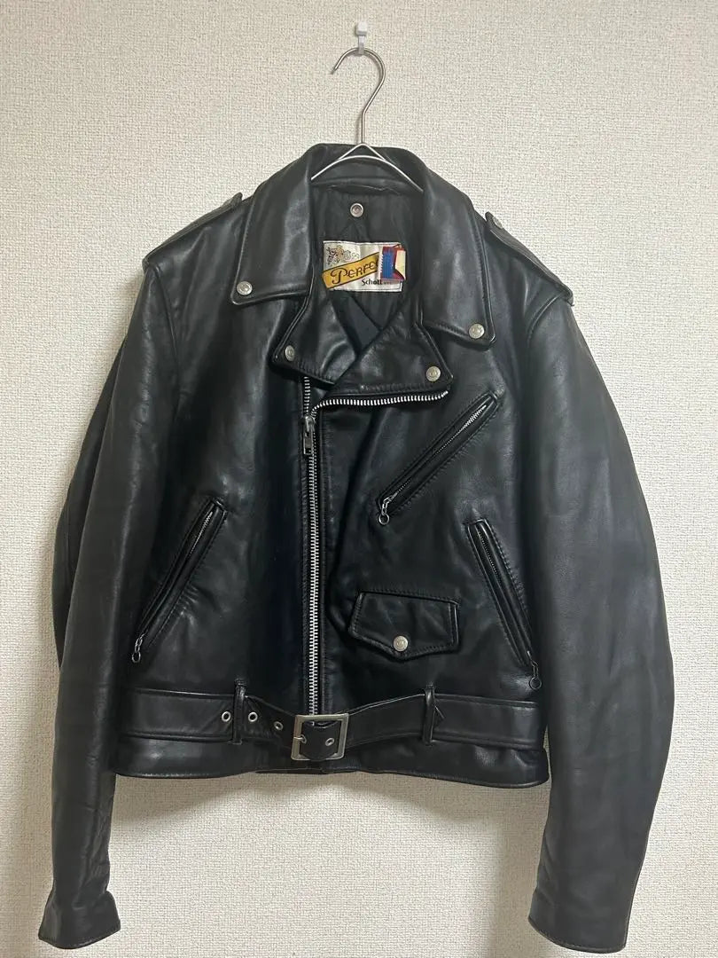 [Beautiful goods] Perfect Schott Black Cowhide 618 model 38 size