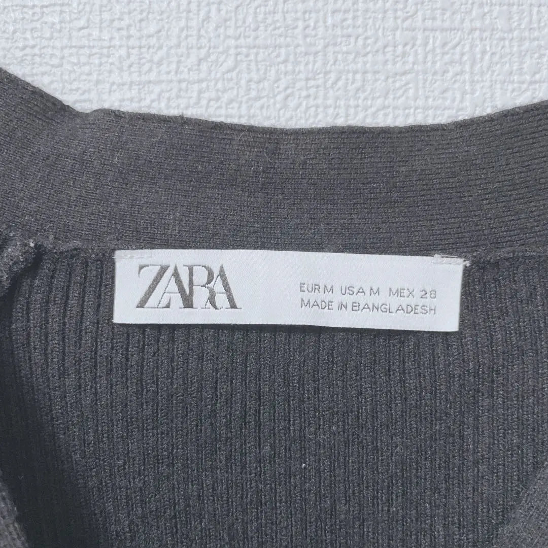 Zara Cardigan Knit Haori Haori Offica Ji Kajikajibuhem V neck M | ザラ　カーディガン　ニット　羽織　オフィカジ　ビジカジ　リブヘム　Vネック　M