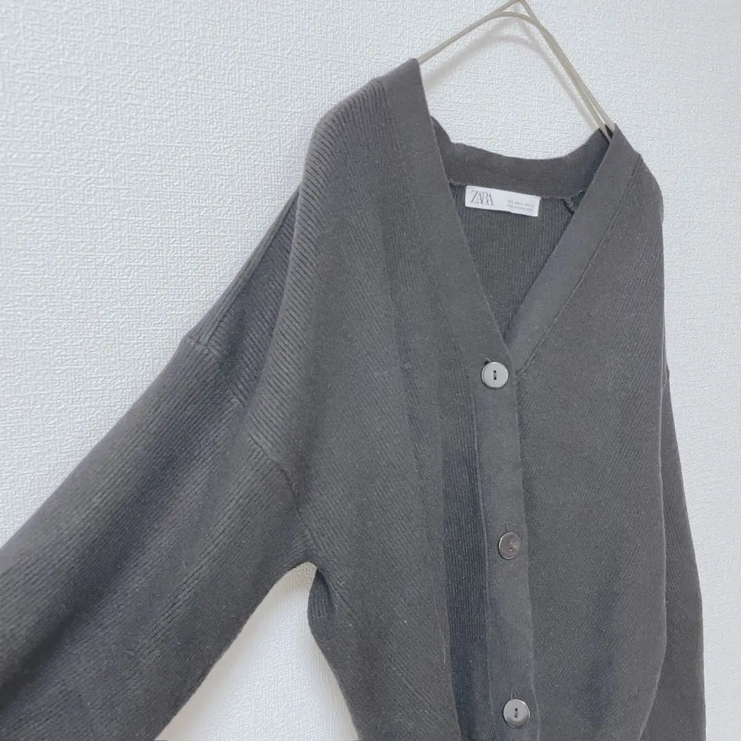 Zara Cardigan Knit Haori Haori Offica Ji Kajikajibuhem V neck M | ザラ　カーディガン　ニット　羽織　オフィカジ　ビジカジ　リブヘム　Vネック　M