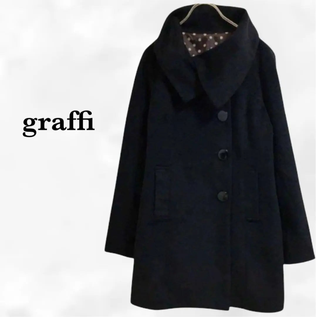 Coat "Graphie" [M] Black/Black Plain Big Color Mid-length Commuting Autumn/Winter