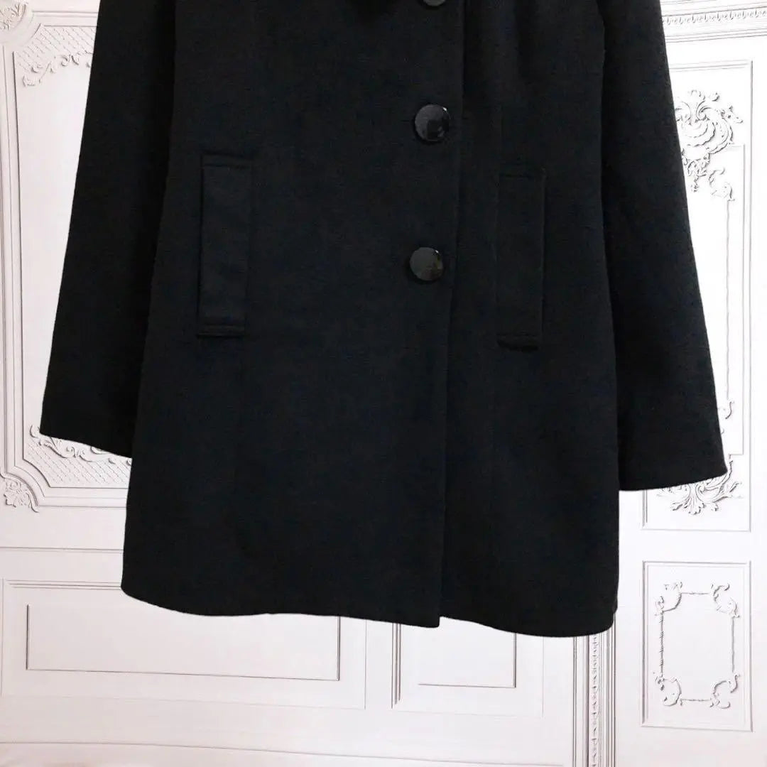 Coat "Graphie" [M] Black/Black Plain Big Color Mid-length Commuting Autumn/Winter