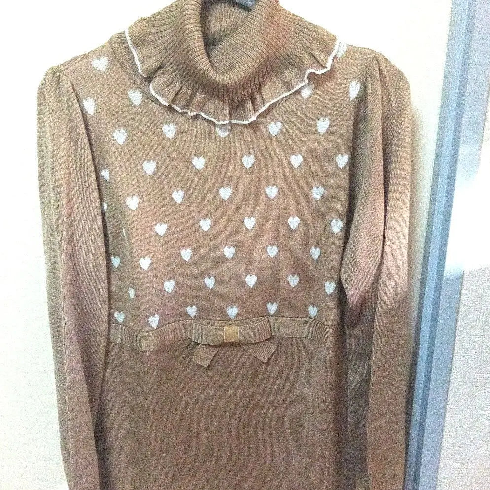 & Love Jacquard Heart High Neck Knit Tunic | &LOVE ジャガードハートハイネックニットチュニック