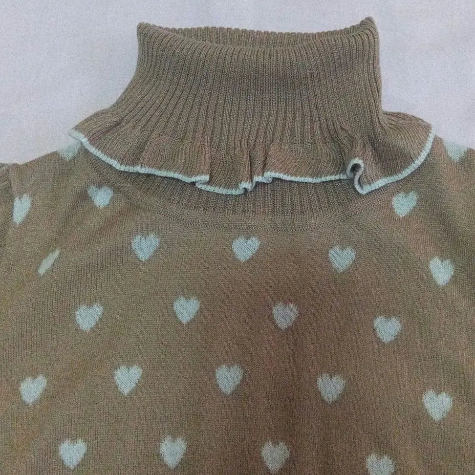 & Love Jacquard Heart High Neck Knit Tunic | &LOVE ジャガードハートハイネックニットチュニック