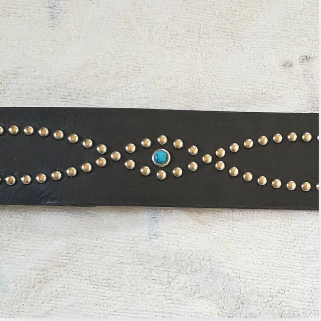 Turquoise western belt y2k American casual studs k4 black