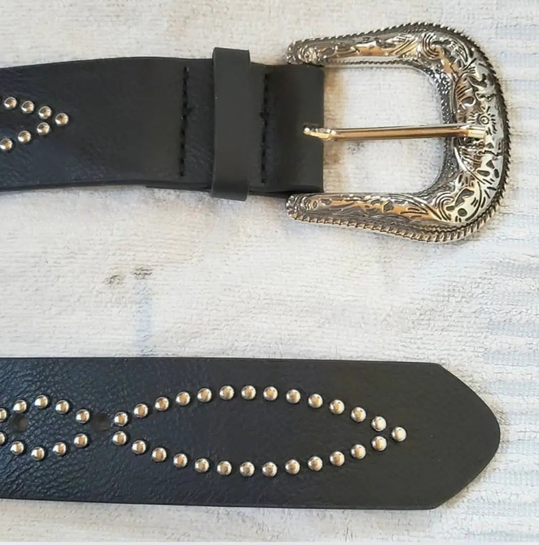 Turquoise western belt y2k American casual studs k4 black