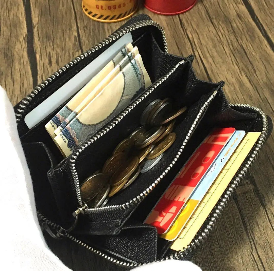 Mini Wallet for Men Women Black Carbon Large Capacity Coin Purse Card Case | ミニ財布 メンズ レディース 黒 カーボン 大容量 小銭入れ カードケース