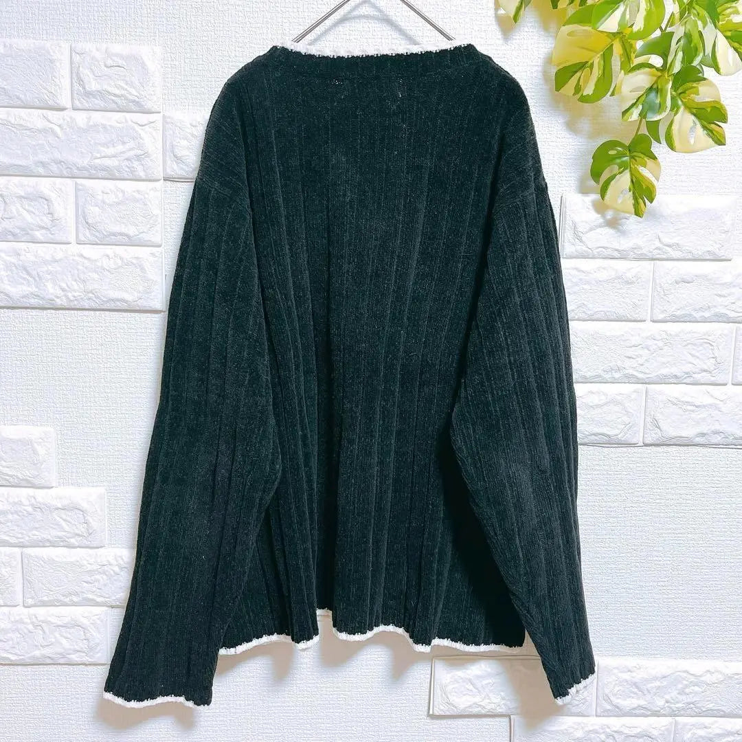 Rib Knit Sweater Long Sleeve Beauty Fashionable V -neck Loose Fall / Winter | リブニット　セーター　長袖　美品　お洒落　Vネック　ゆったり　女っぽ　秋冬