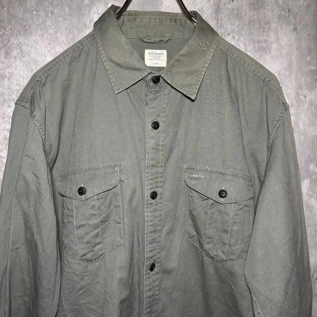 ✨ Beautiful condition✨ BACK NUMBER [L] Casual shirt 100% cotton khaki