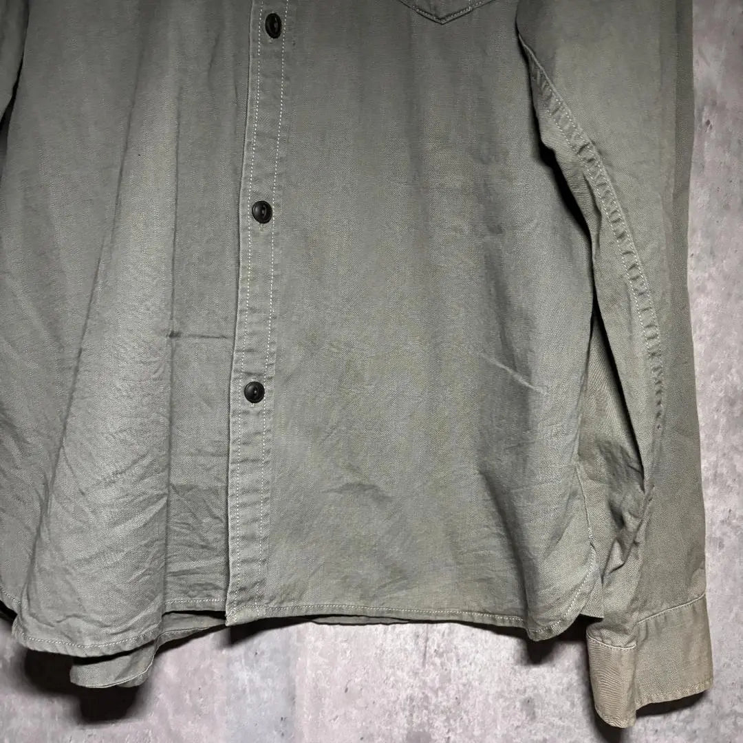 ✨ Beautiful condition✨ BACK NUMBER [L] Casual shirt 100% cotton khaki