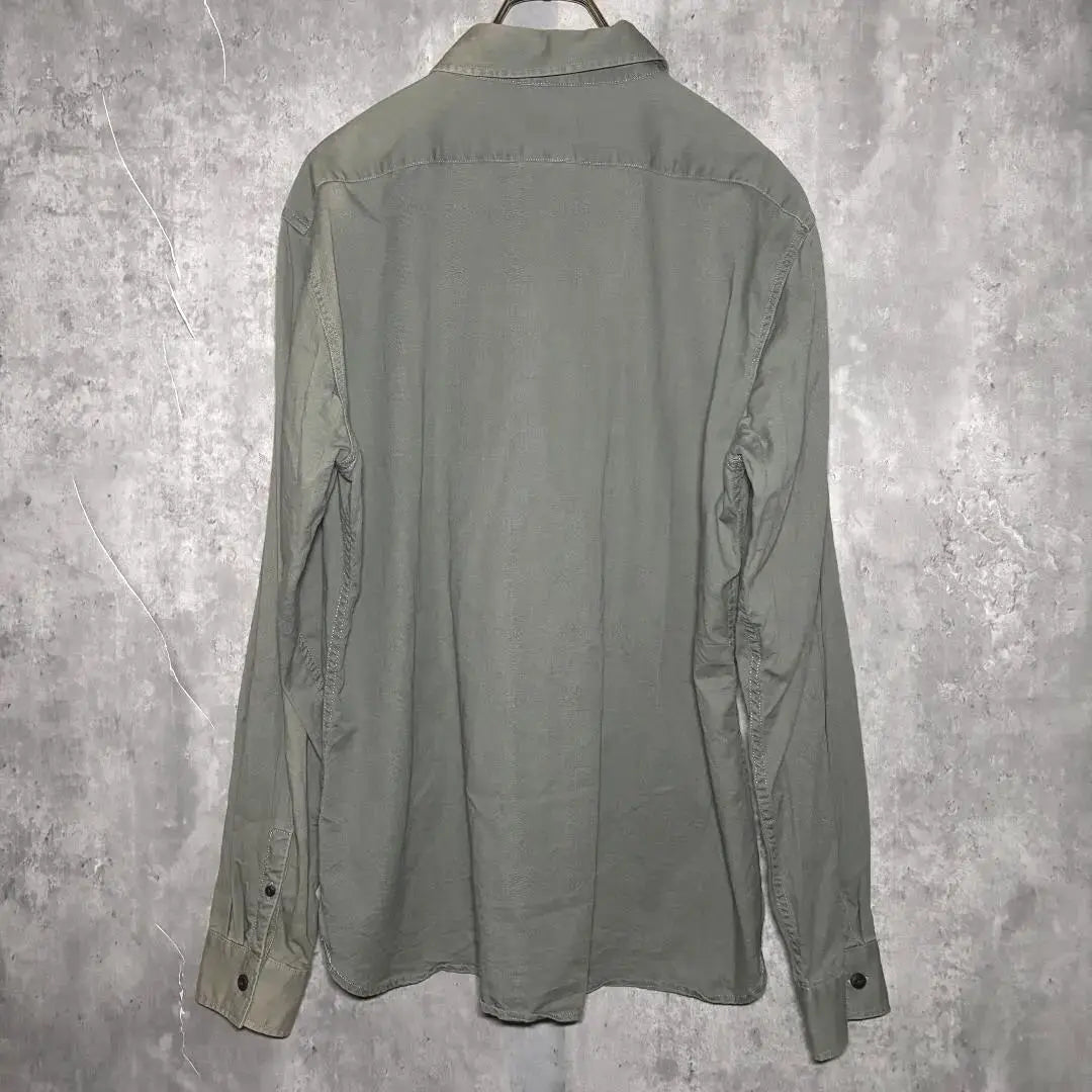 ✨ Beautiful condition✨ BACK NUMBER [L] Casual shirt 100% cotton khaki