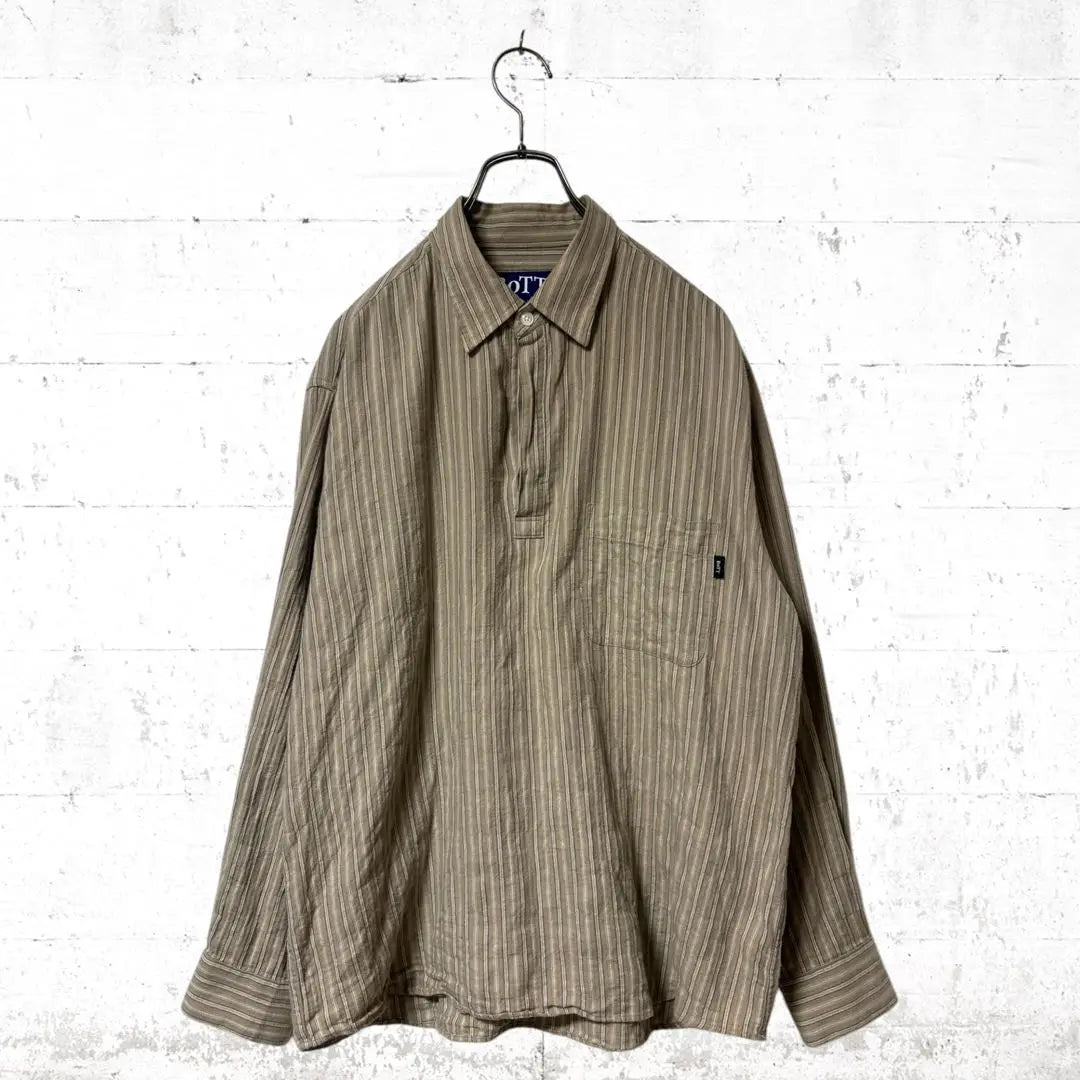 BOTT Long Sleeve Stripe Pullover Shirt L Size Earth Collar