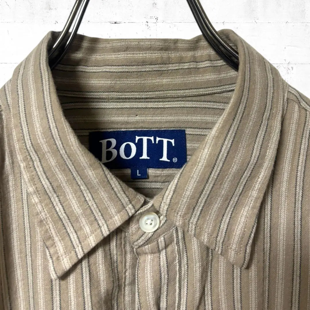 BOTT Long Sleeve Stripe Pullover Shirt L Size Earth Collar