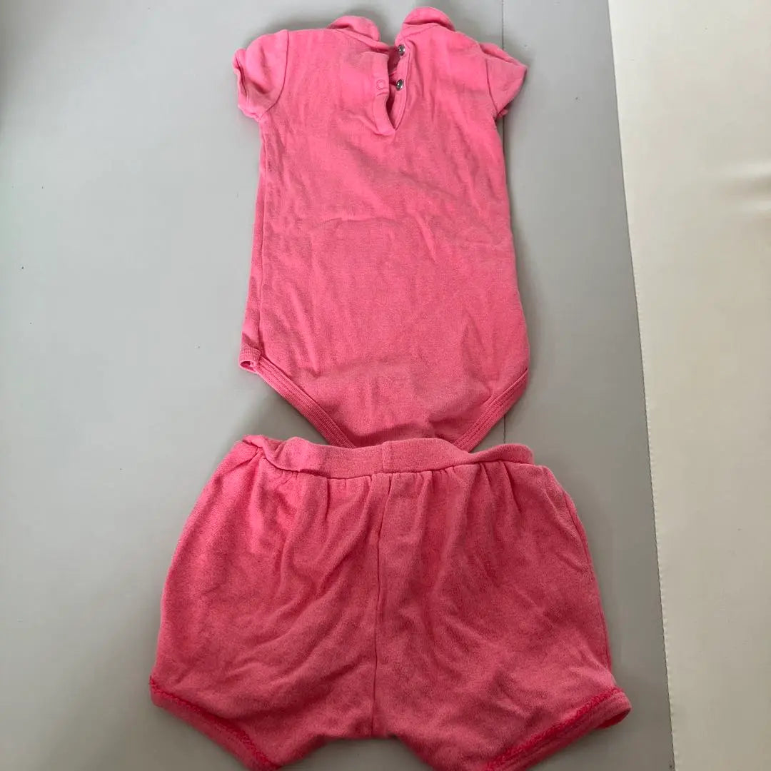 Petit Bateau Pink Short Sleeve Romper ➕ Short Pants Set