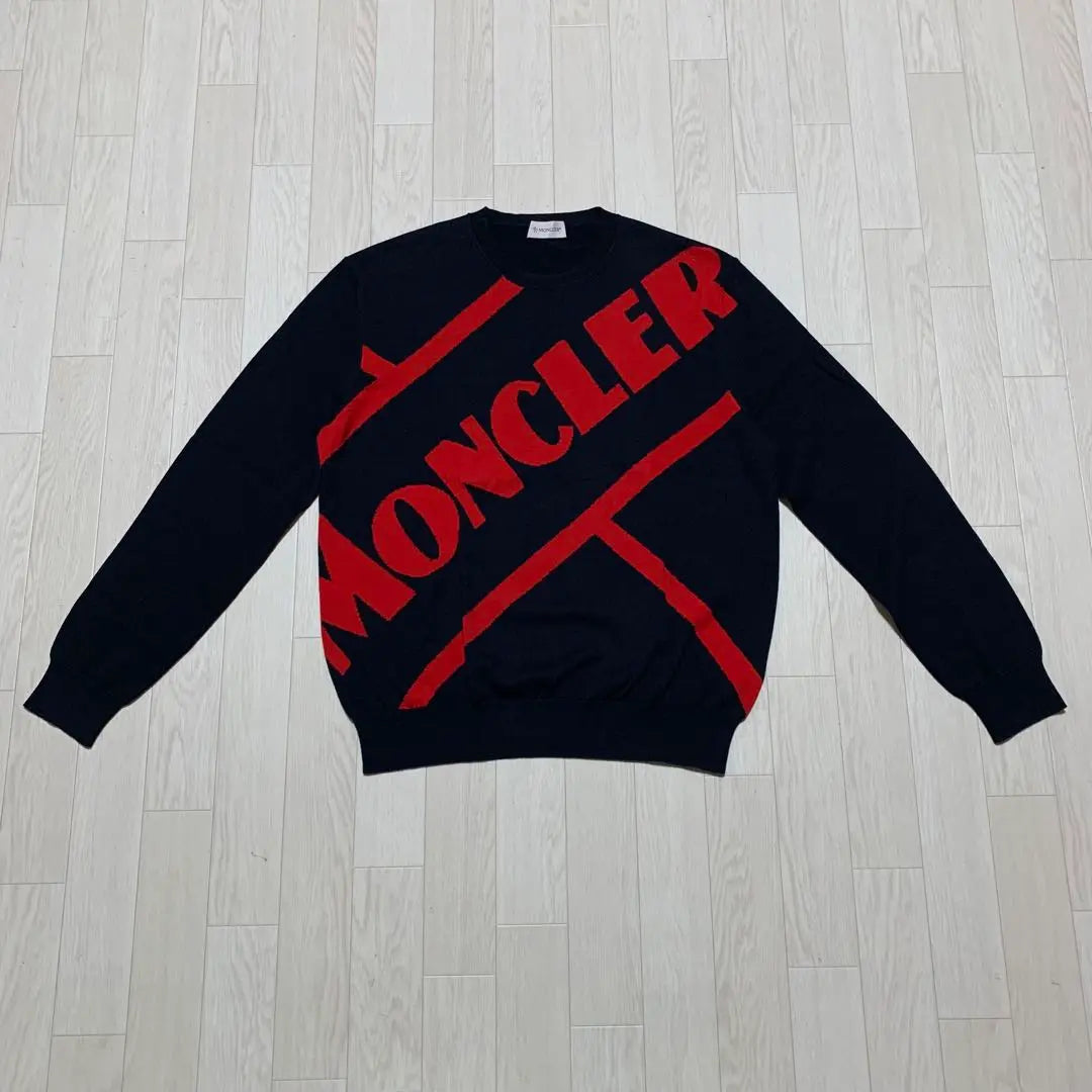 Superb condition Moncler sweater knit navy L domestic genuine product 4P21