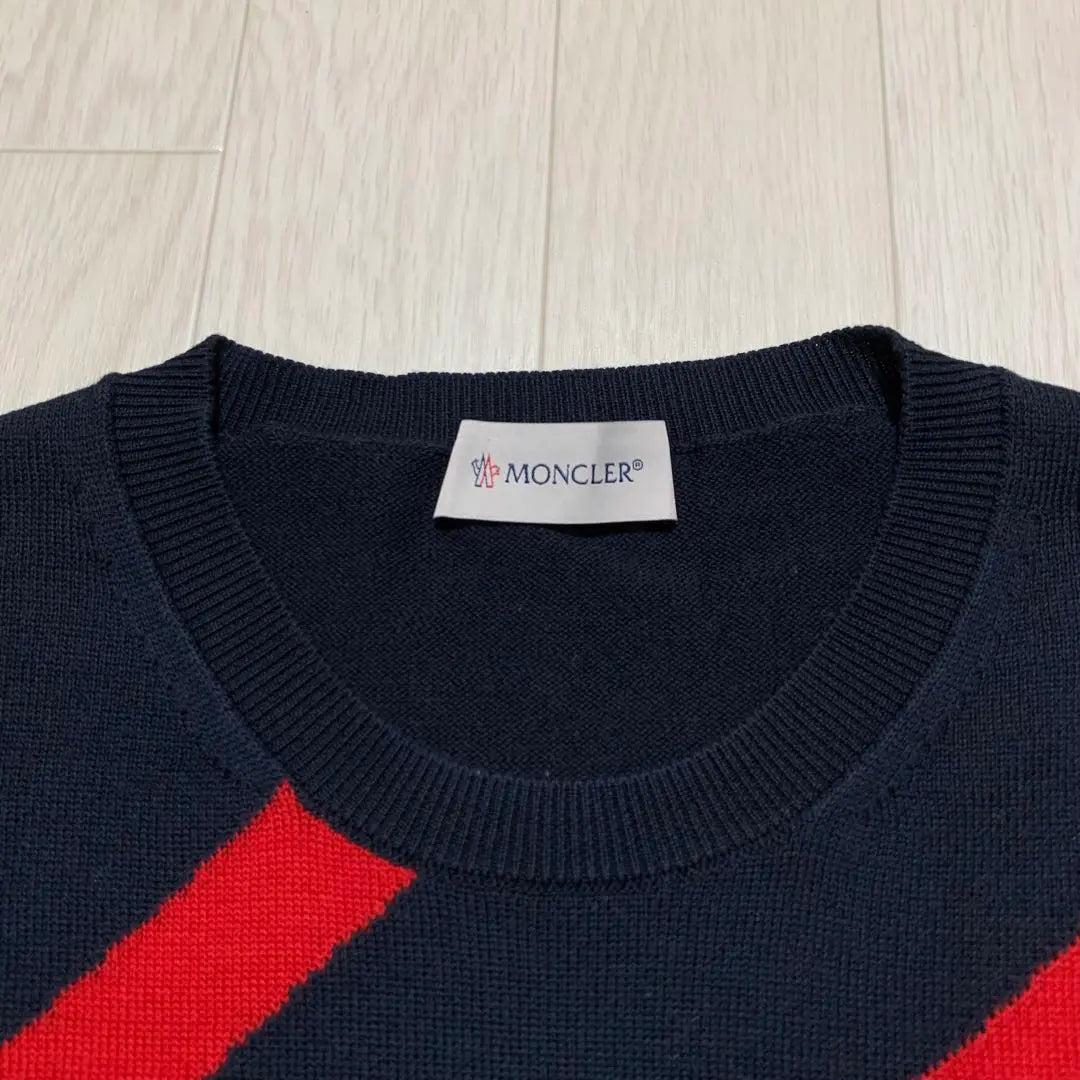 Superb condition Moncler sweater knit navy L domestic genuine product 4P21