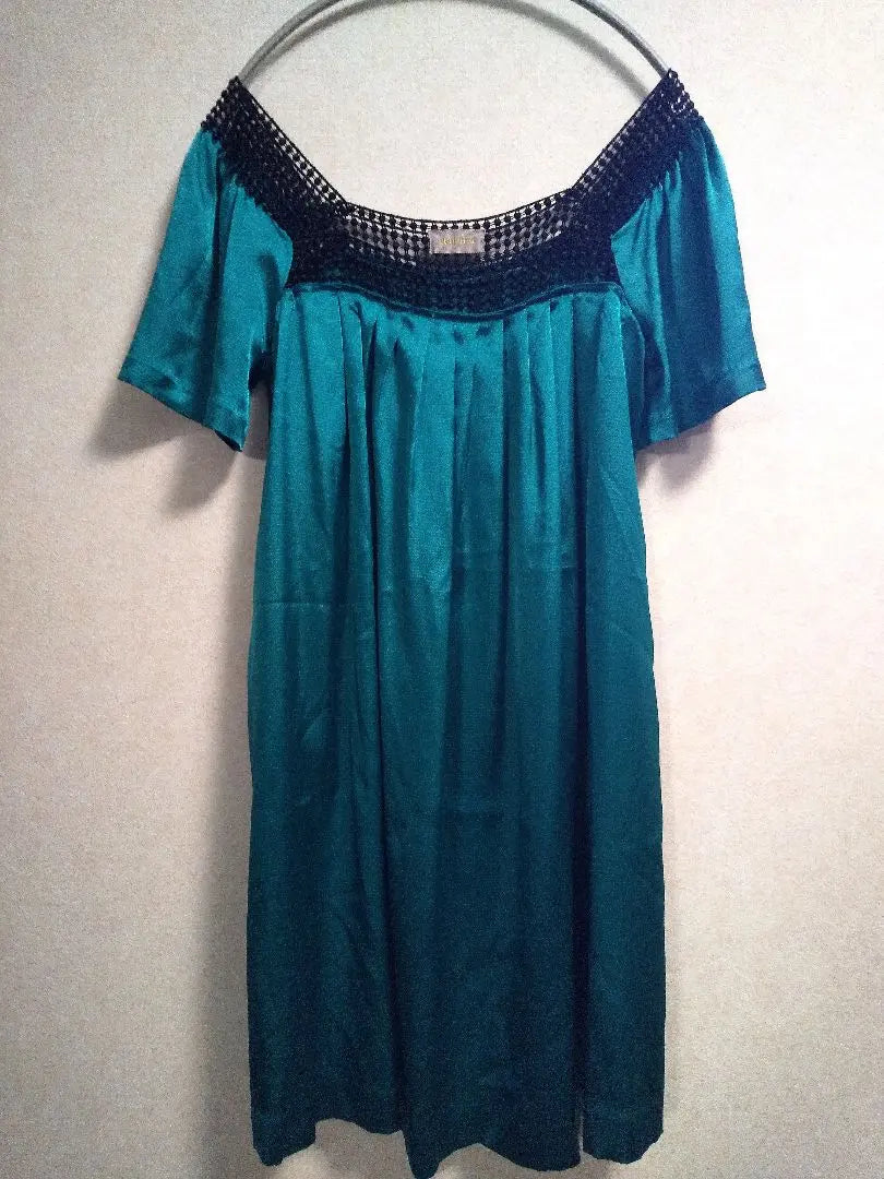 Crochet dress emerald green peacock green M equivalent