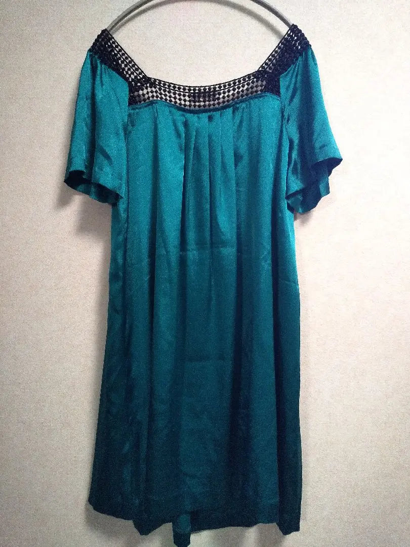 Crochet dress emerald green peacock green M equivalent