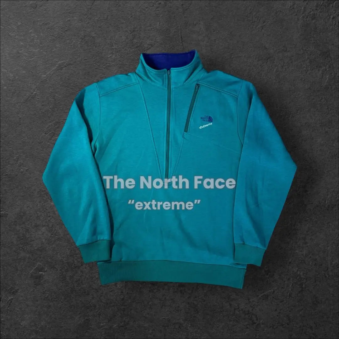 North Face 90s extreme half zip sweatshirt turquoise