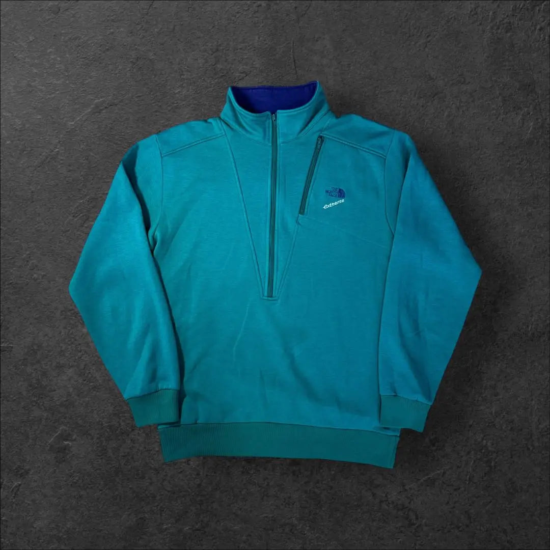 North Face 90s extreme half zip sweatshirt turquoise