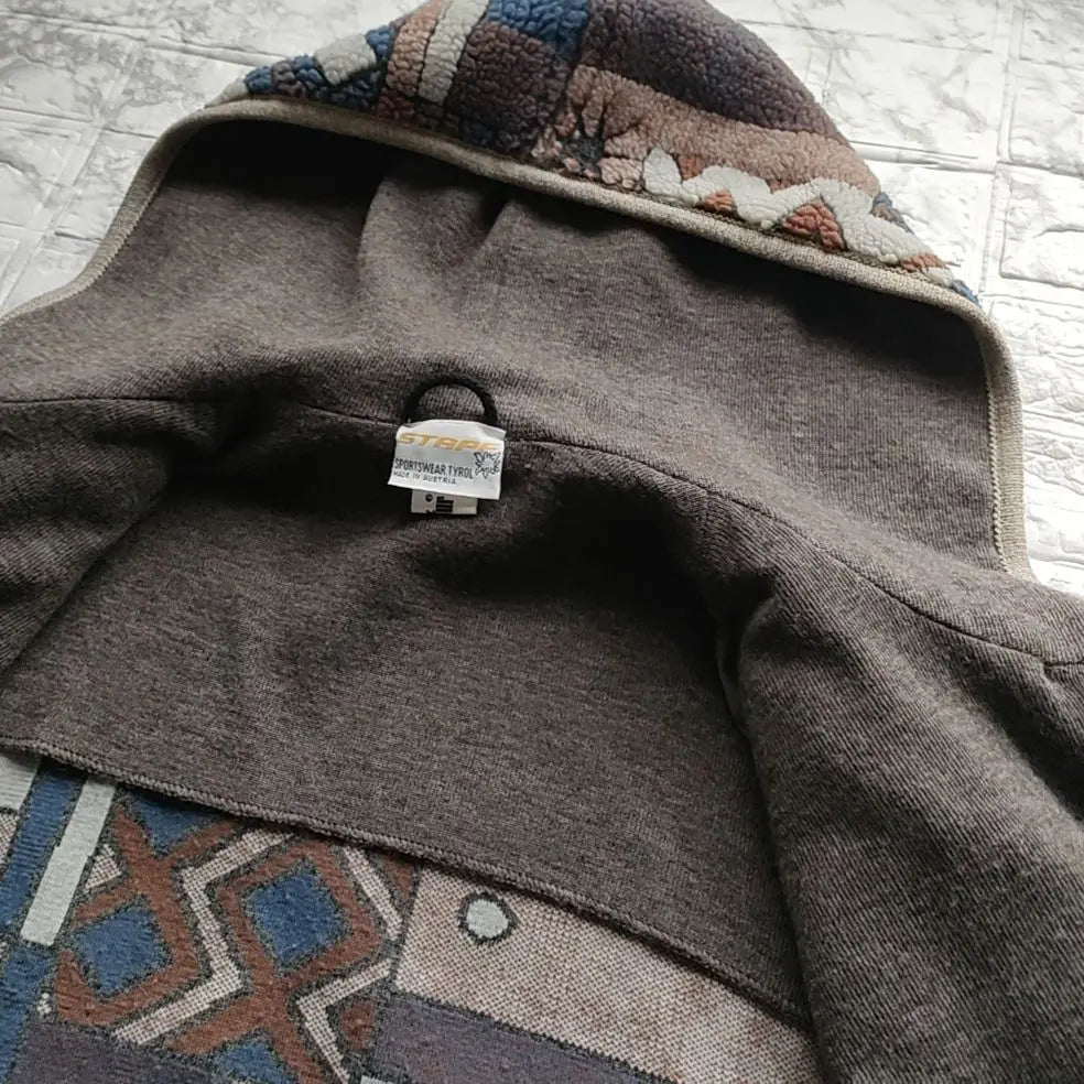 [Rare Design] STAPF Tyrolean Boa Knit Coat Walnut Button Hoodie