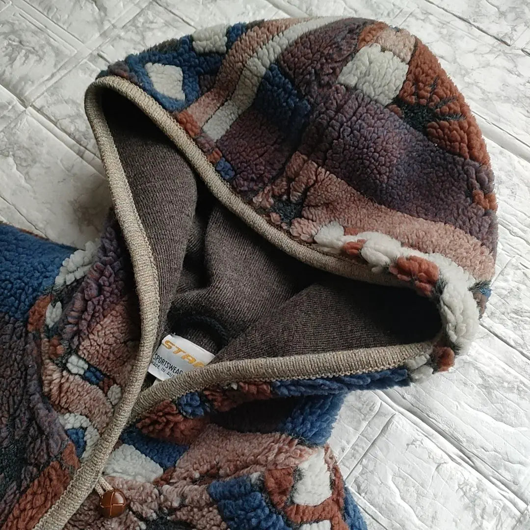 [Rare Design] STAPF Tyrolean Boa Knit Coat Walnut Button Hoodie