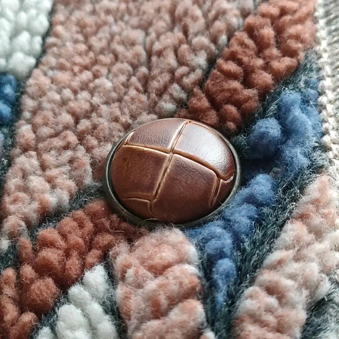 [Rare Design] STAPF Tyrolean Boa Knit Coat Walnut Button Hoodie