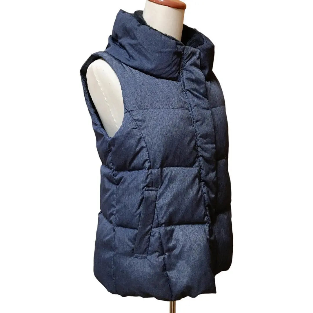 [Good condition] Soup high neck down vest with collar boa, zip-up, thick, lightweight, extremely warm