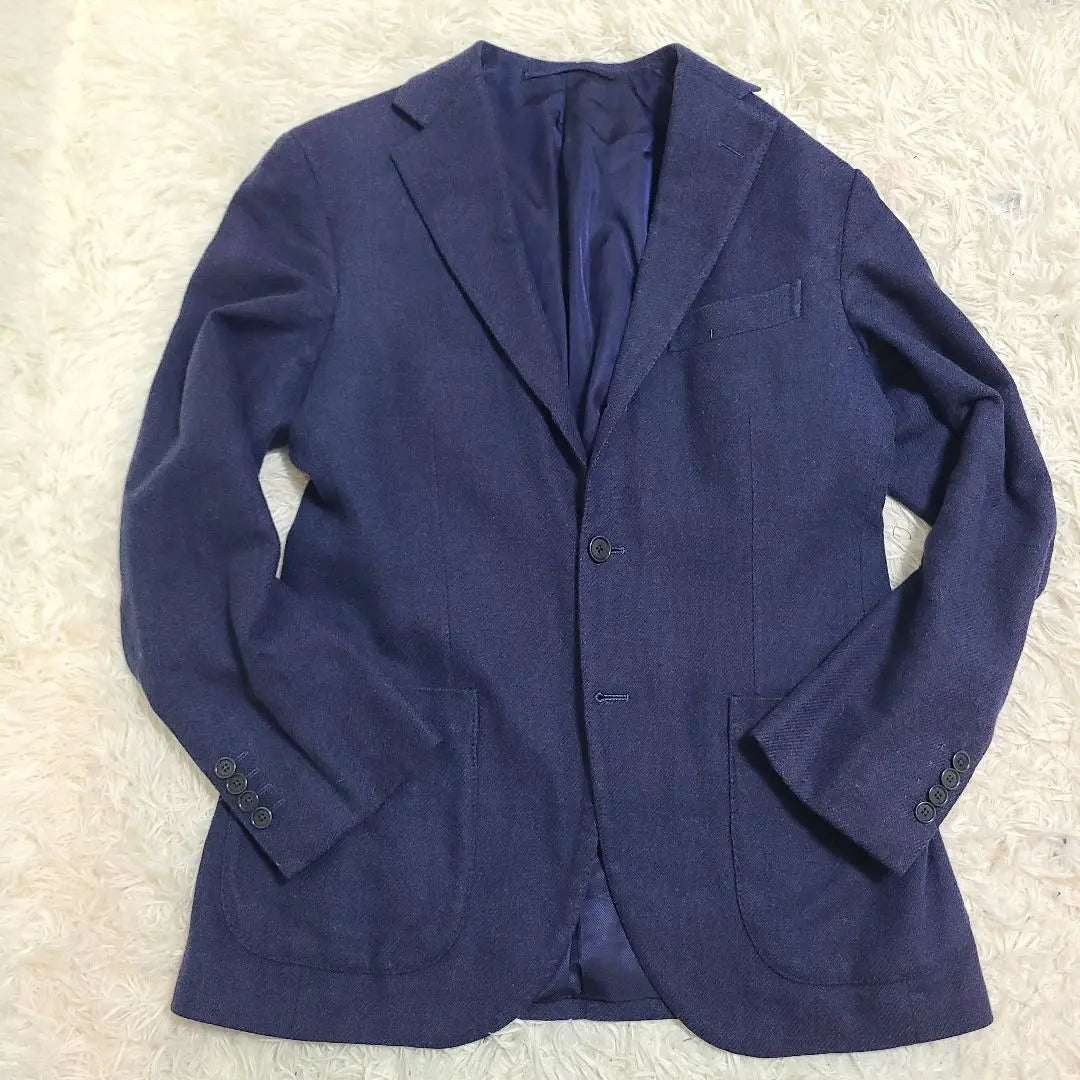 Beams F L equivalent, stepped tailored jacket, navy, wool, 95