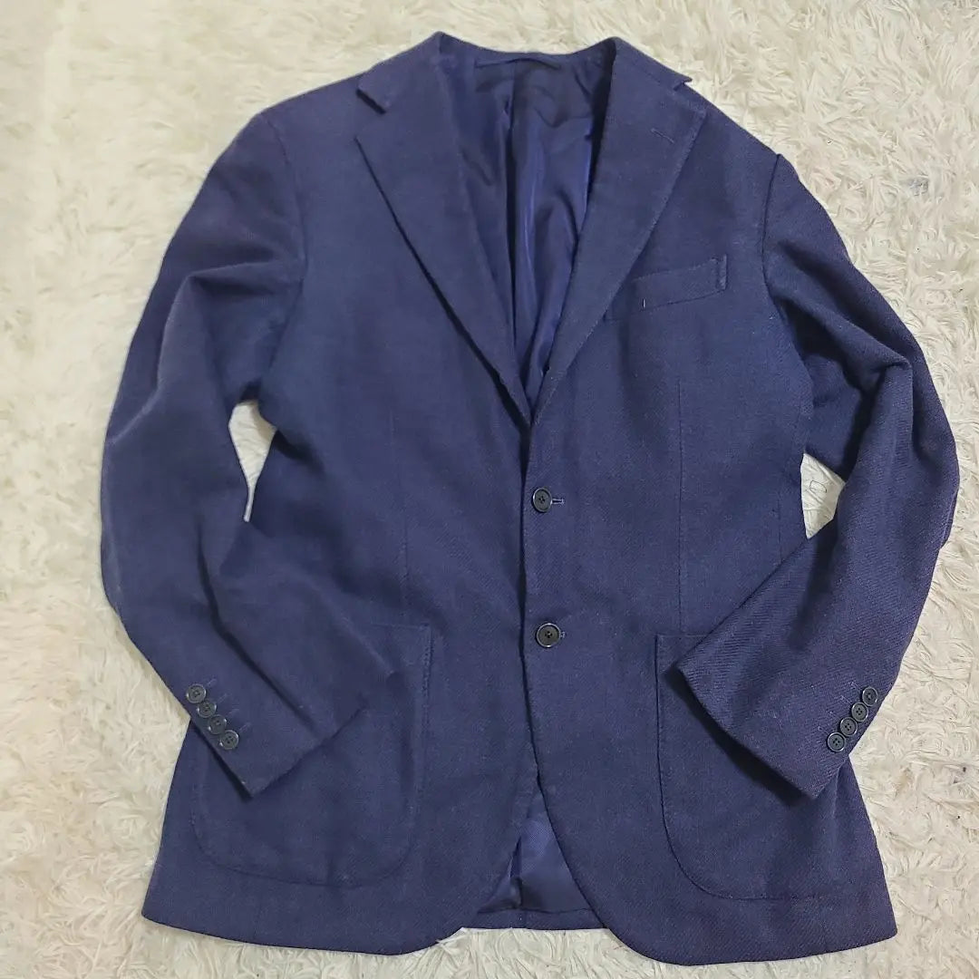 Beams F L equivalent, stepped tailored jacket, navy, wool, 95