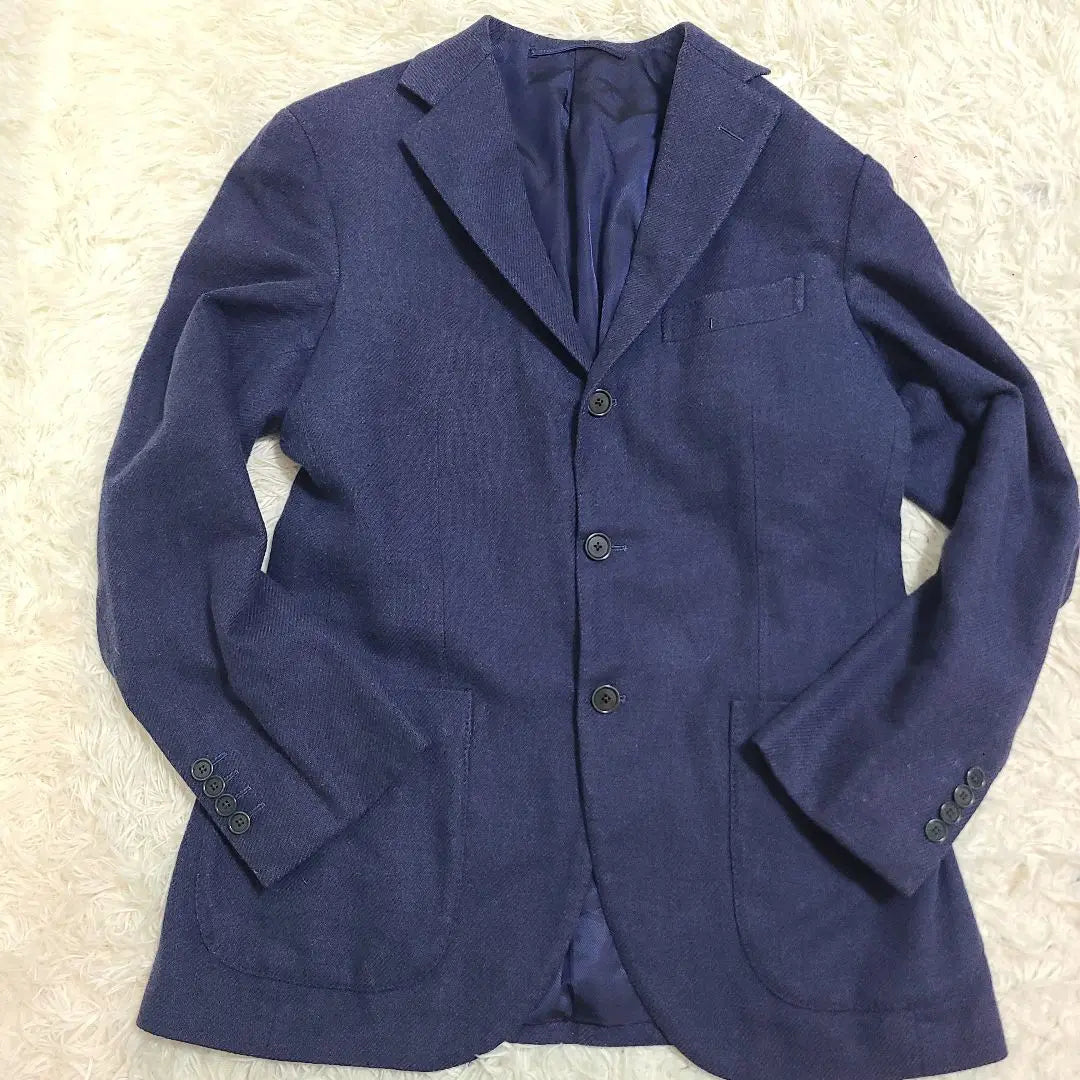 Beams F L equivalent, stepped tailored jacket, navy, wool, 95