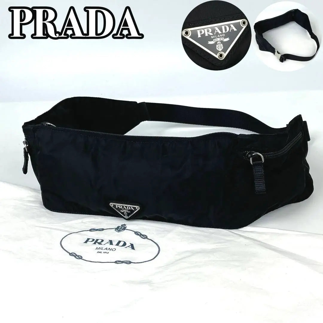 [Extremadamente hermoso] Bolso para cadáveres Prada placa con logo triangular unisex Testo nylon | 【極美品】プラダ ボディバッグ 三角ロゴ プレート 男女兼用 テスートナイロン