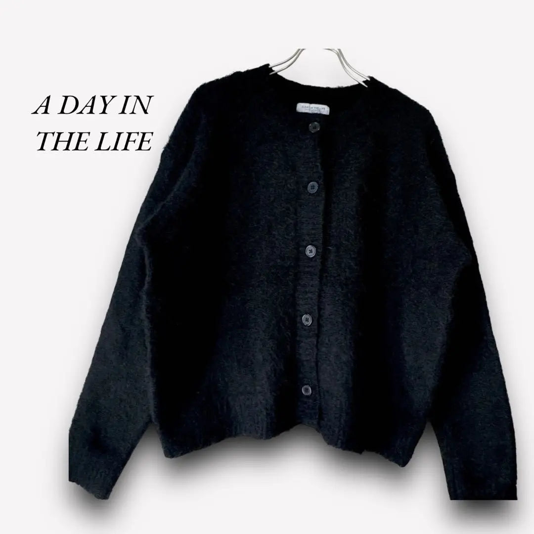 Add in the Life [F] Fluffy cardigan Black Black Beautiful casual e7