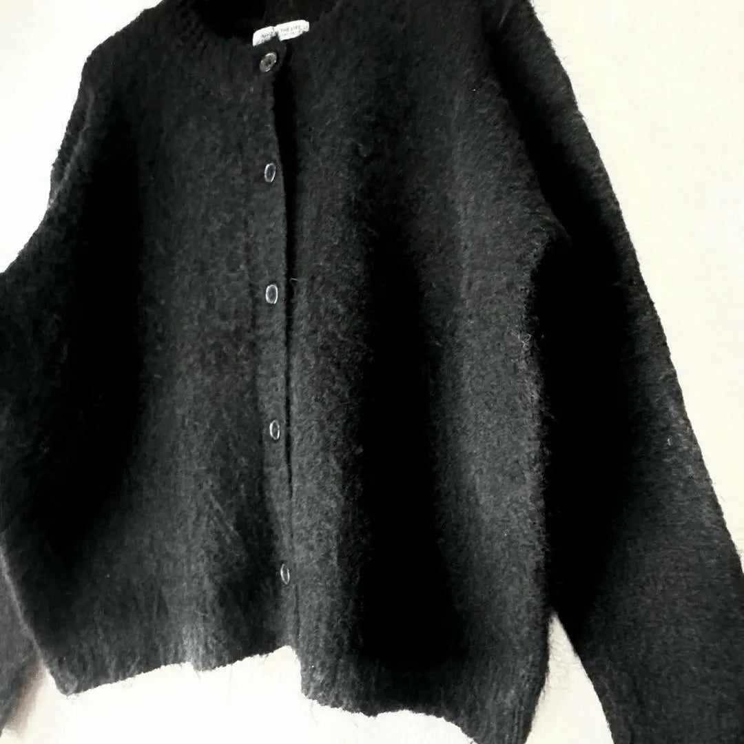 Add in the Life [F] Fluffy cardigan Black Black Beautiful casual e7